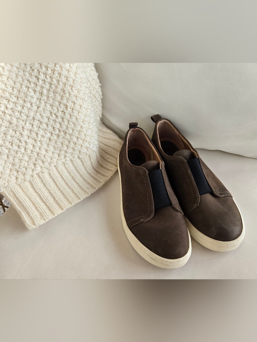 Sofft Safia Slip On Shoe Olive 8 Leather Comfy Travel Work Elastic Stretch Work - Picture 2 of 11